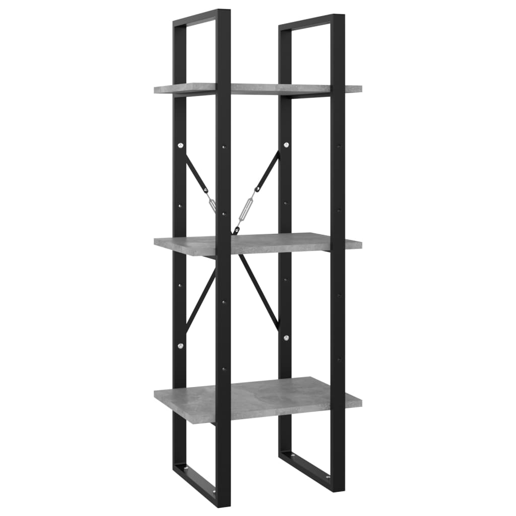 Bookcase, 5 shelves, concrete, 40x30x175cm, wood