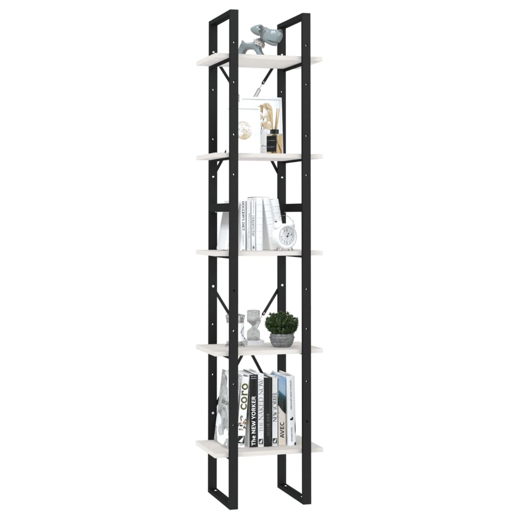 Bookcase, 5 shelves, white, 40x30x175cm, pine