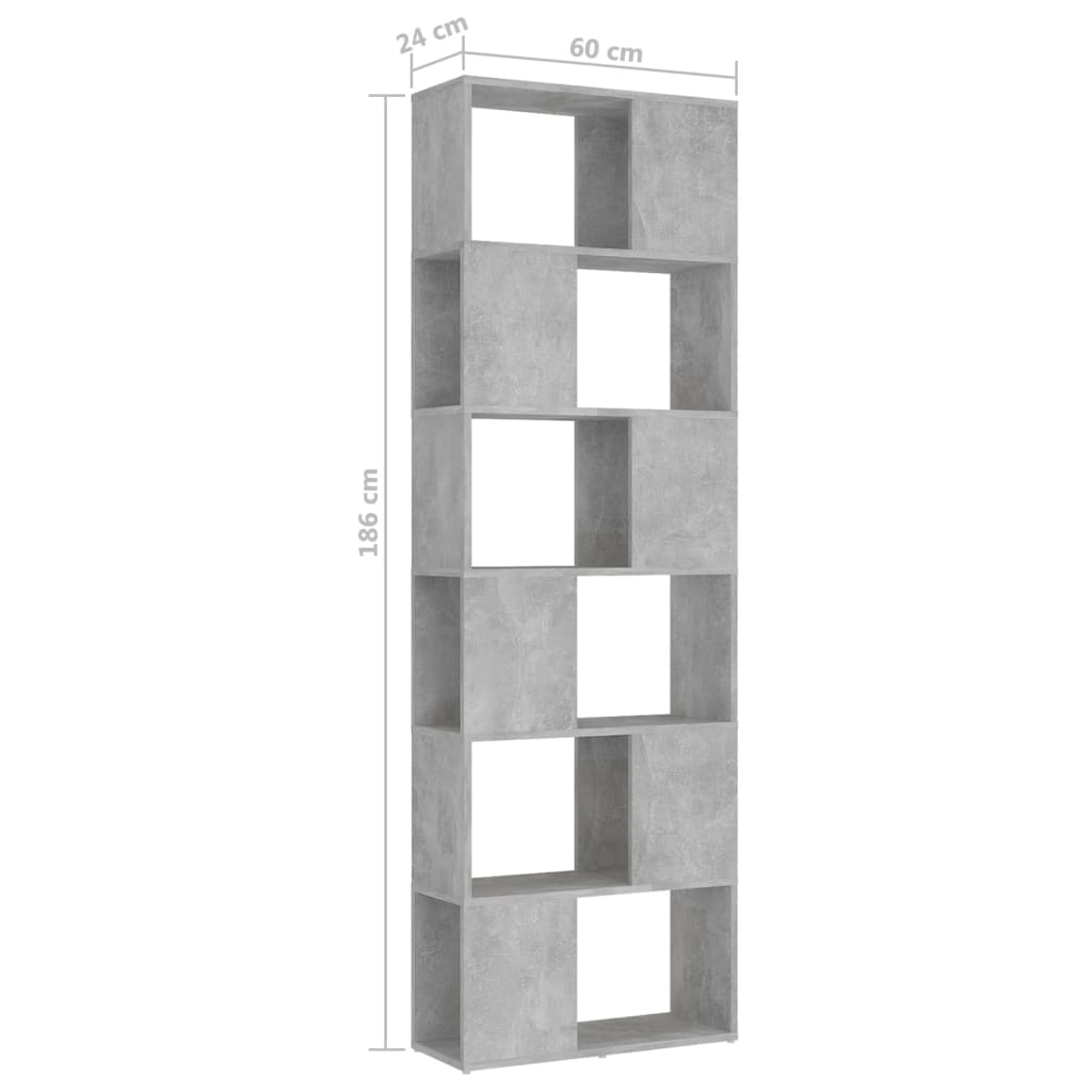 Bookcase/room divider, grey, 60x24x186cm, particleboard
