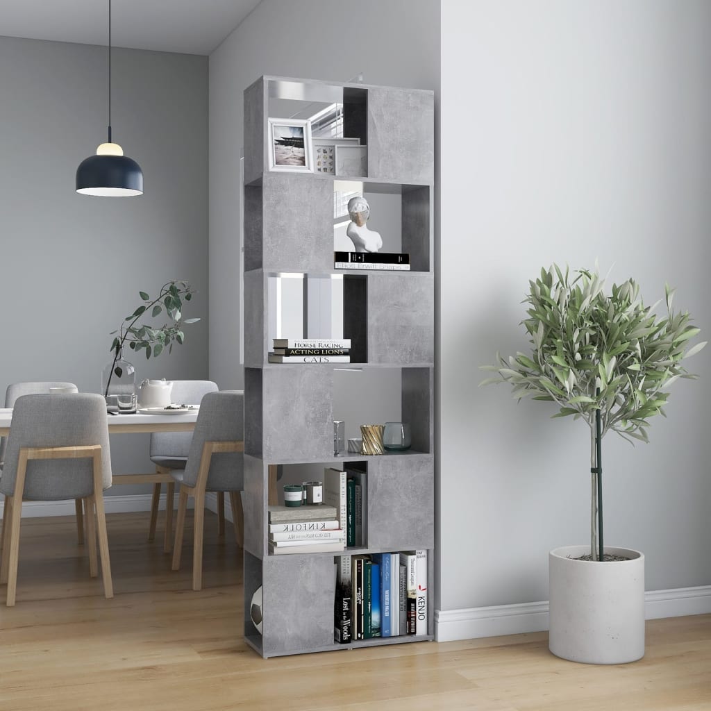 Bookcase/room divider, grey, 60x24x186cm, particleboard