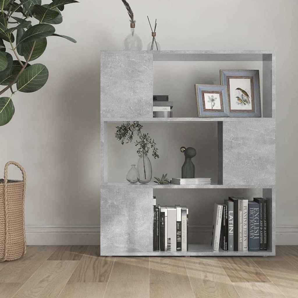 Bookshelf/room divider, gray, 80x24x94cm, particleboard