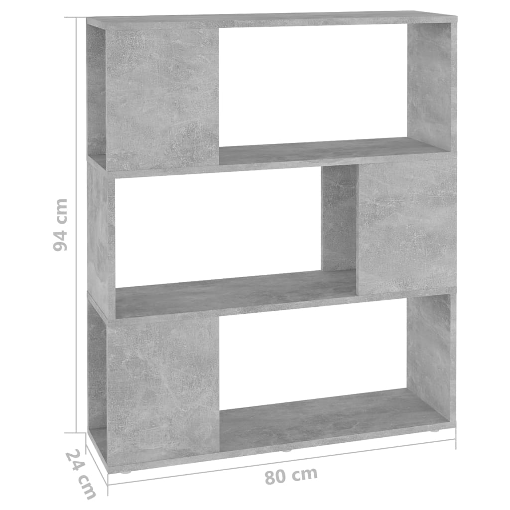 Bookshelf/room divider, gray, 80x24x94cm, particleboard