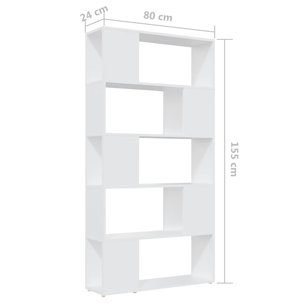 Bookcase/room divider, white, 80x24x155cm, particleboard