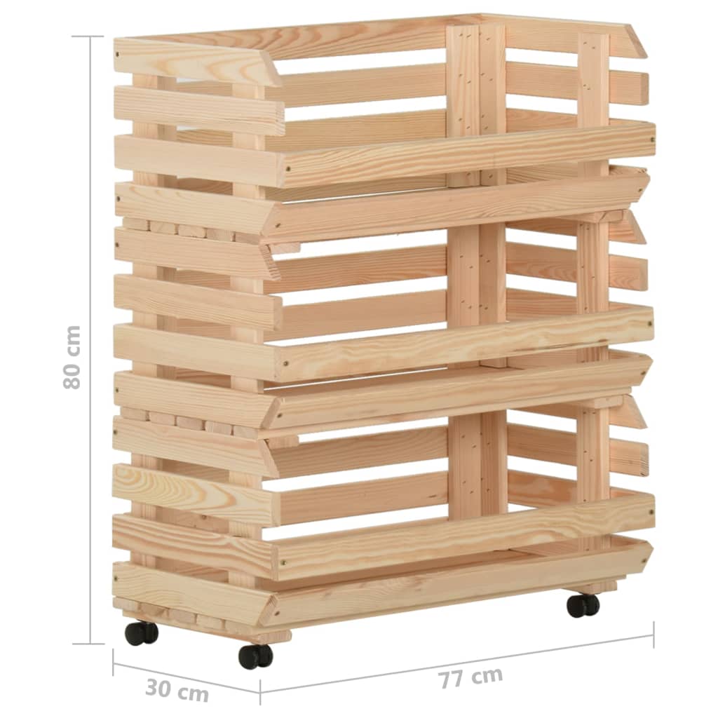 Vegetable trolley, 77x30x80cm, solid pine wood