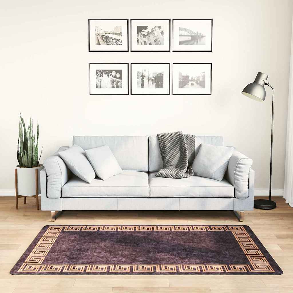 Rug, black and gold, 80x150cm, non-slip