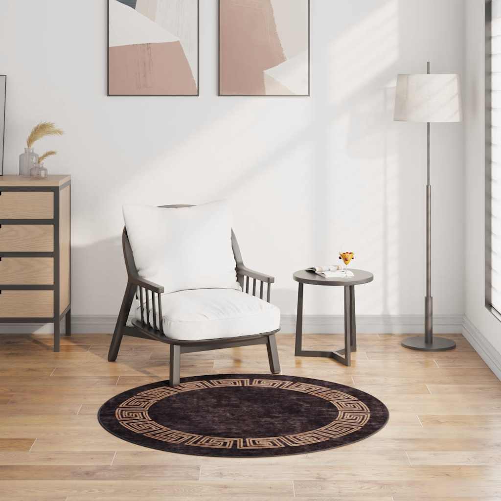 Paklājs, melns un zeltains, 120 cm, neslīdošs