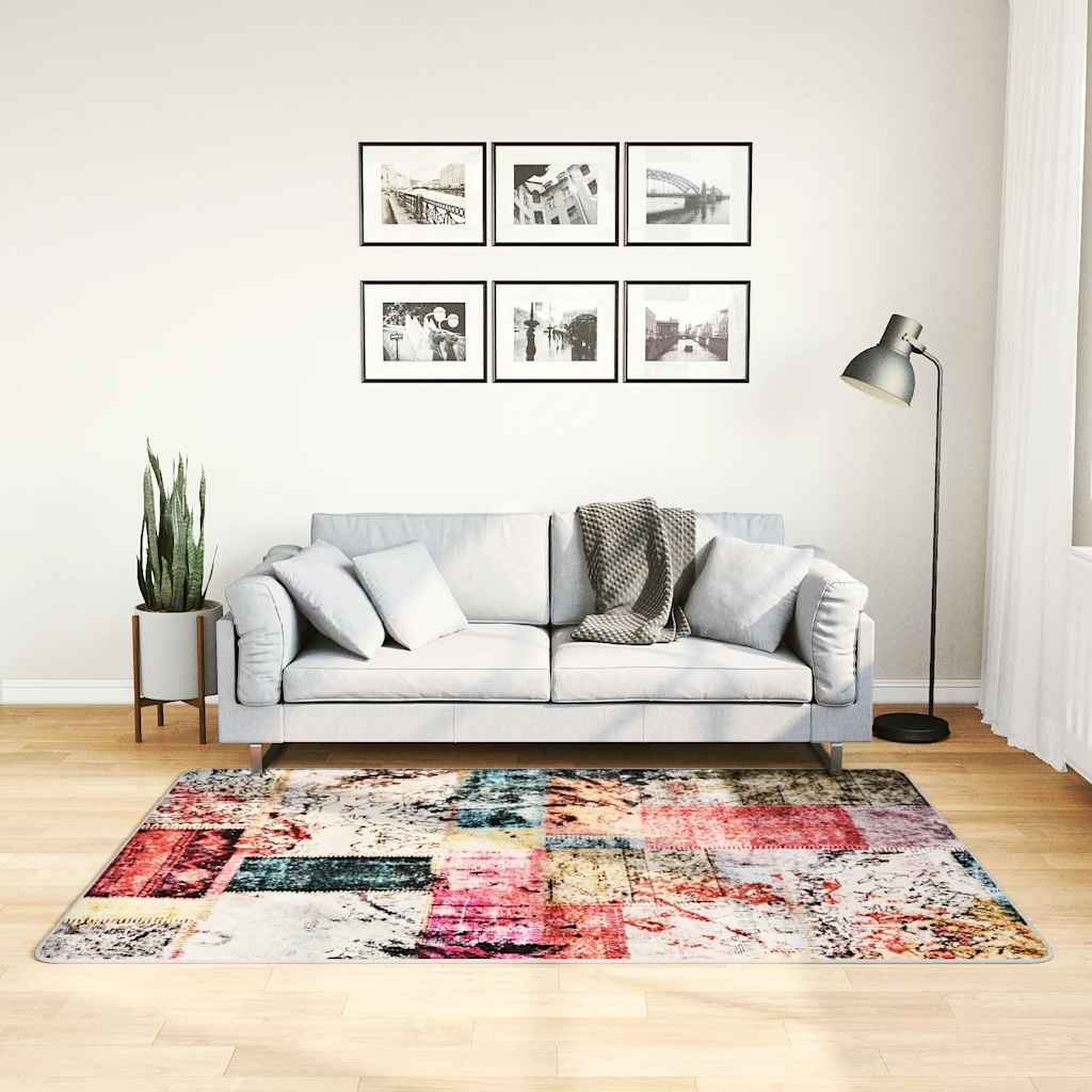 Paklājs, krāsains, 120x180cm, lupatu segas dizains, neslīdošs