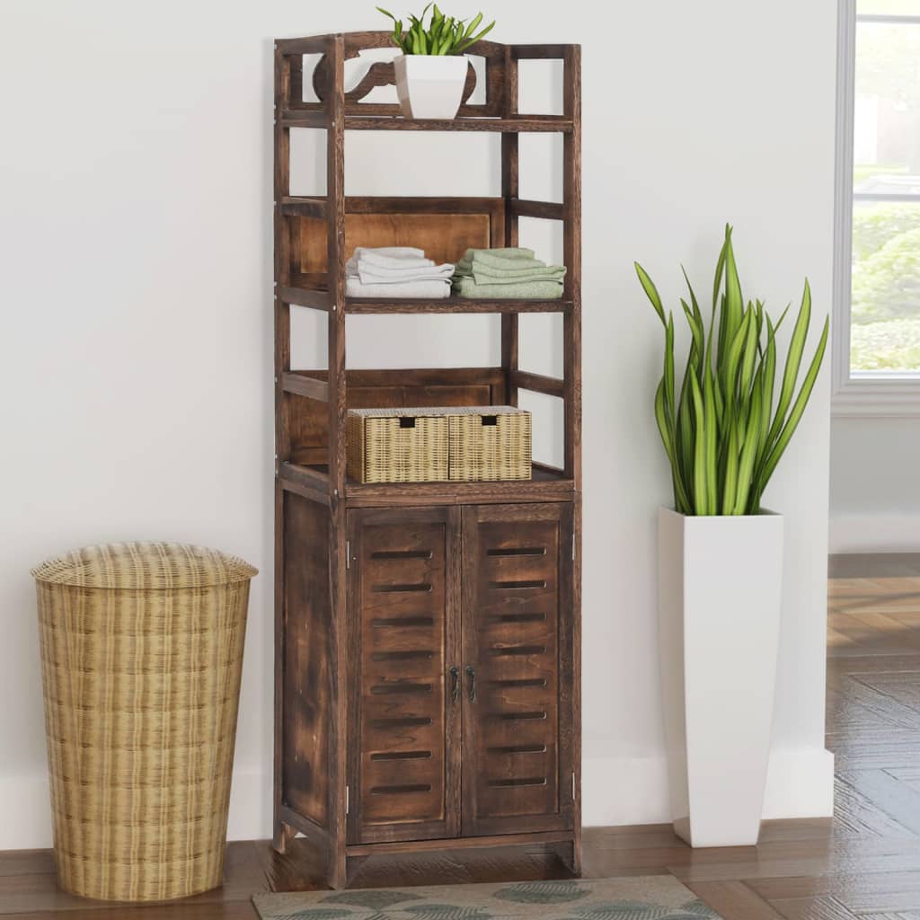 Display cabinet, dark brown, 46x24x140cm, paulownia