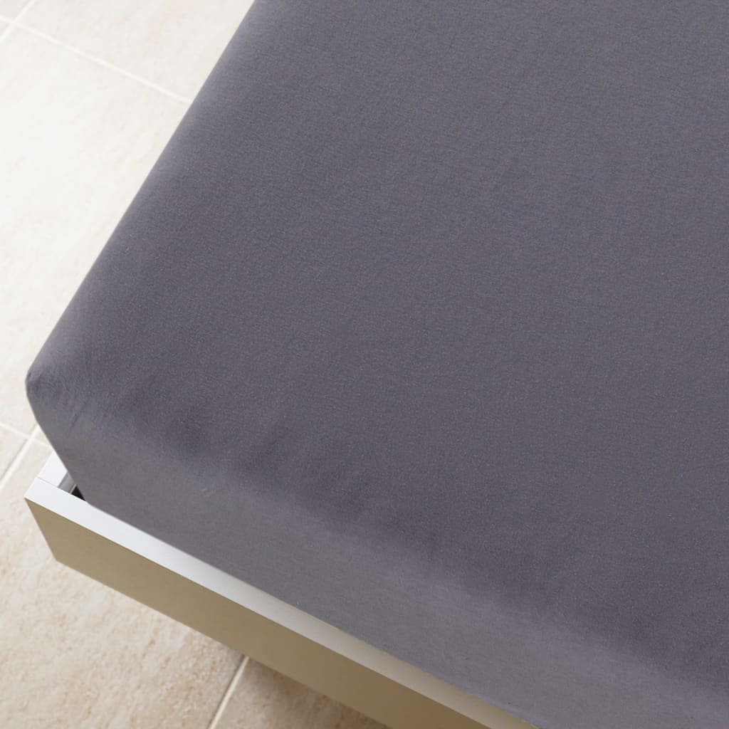 Fitted sheets, 2 pcs., anthracite, 160x200cm, cotton