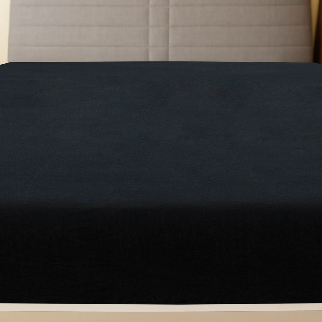 Fitted sheets, 2 pcs, black, 90x200cm, cotton