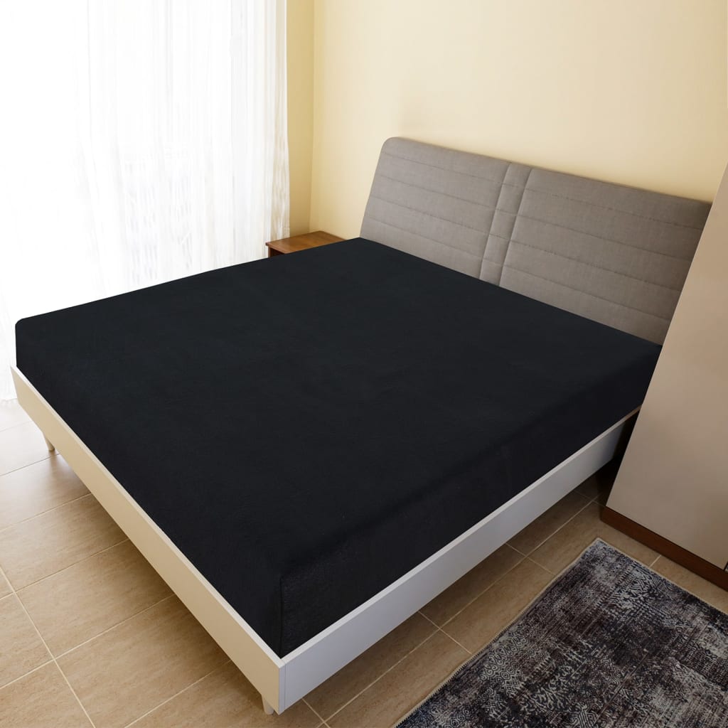Fitted sheets, 2 pcs, black, 90x200cm, cotton
