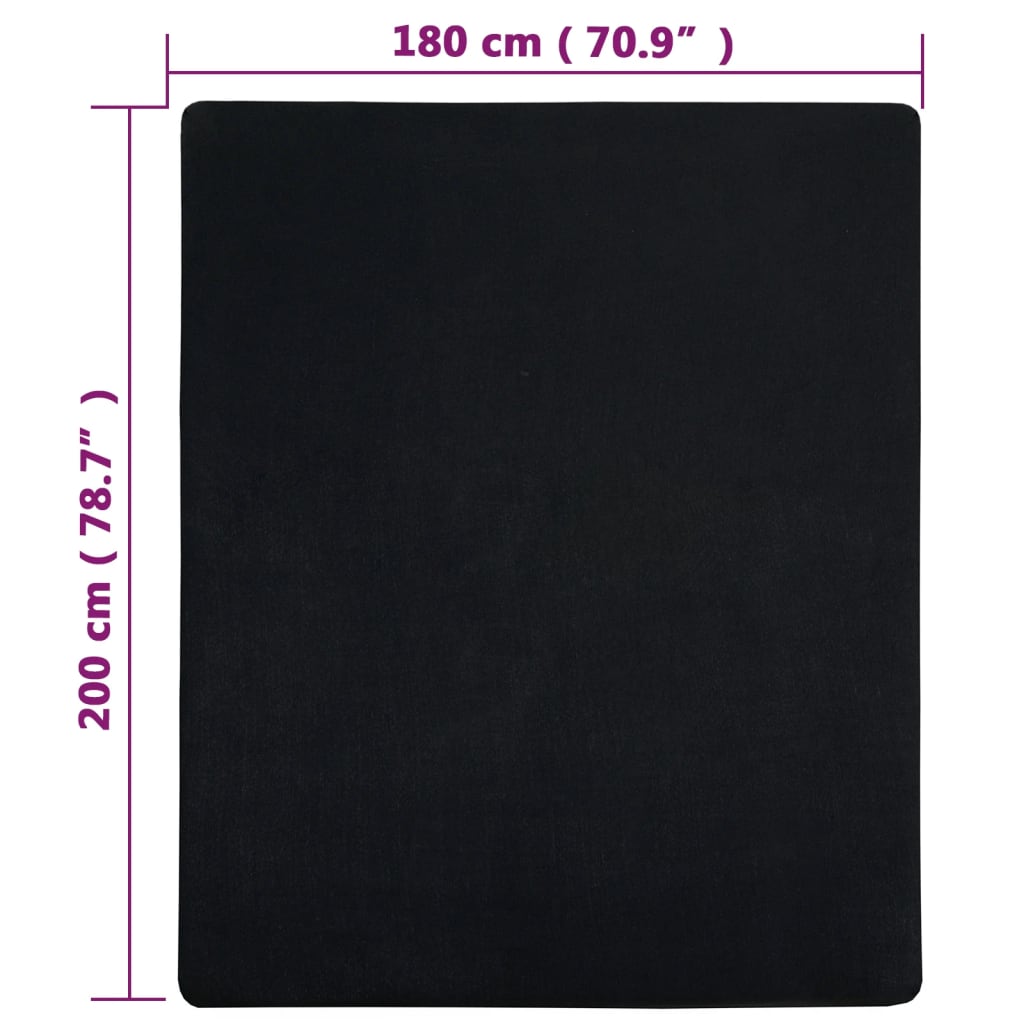 Fitted knitted sheet, black, 180x200cm, cotton
