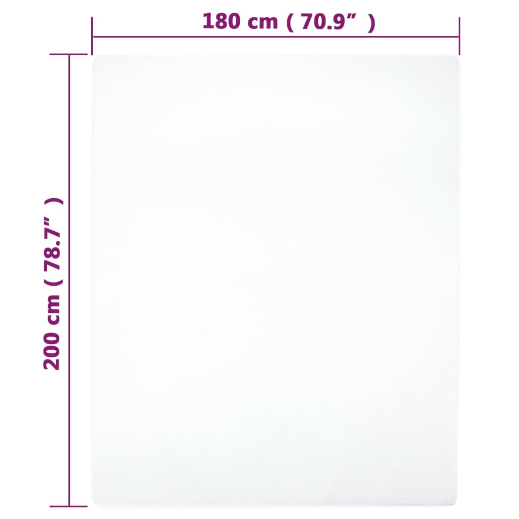 Paklodės su guma, 2vnt., baltos, 180x200cm, medvilnė