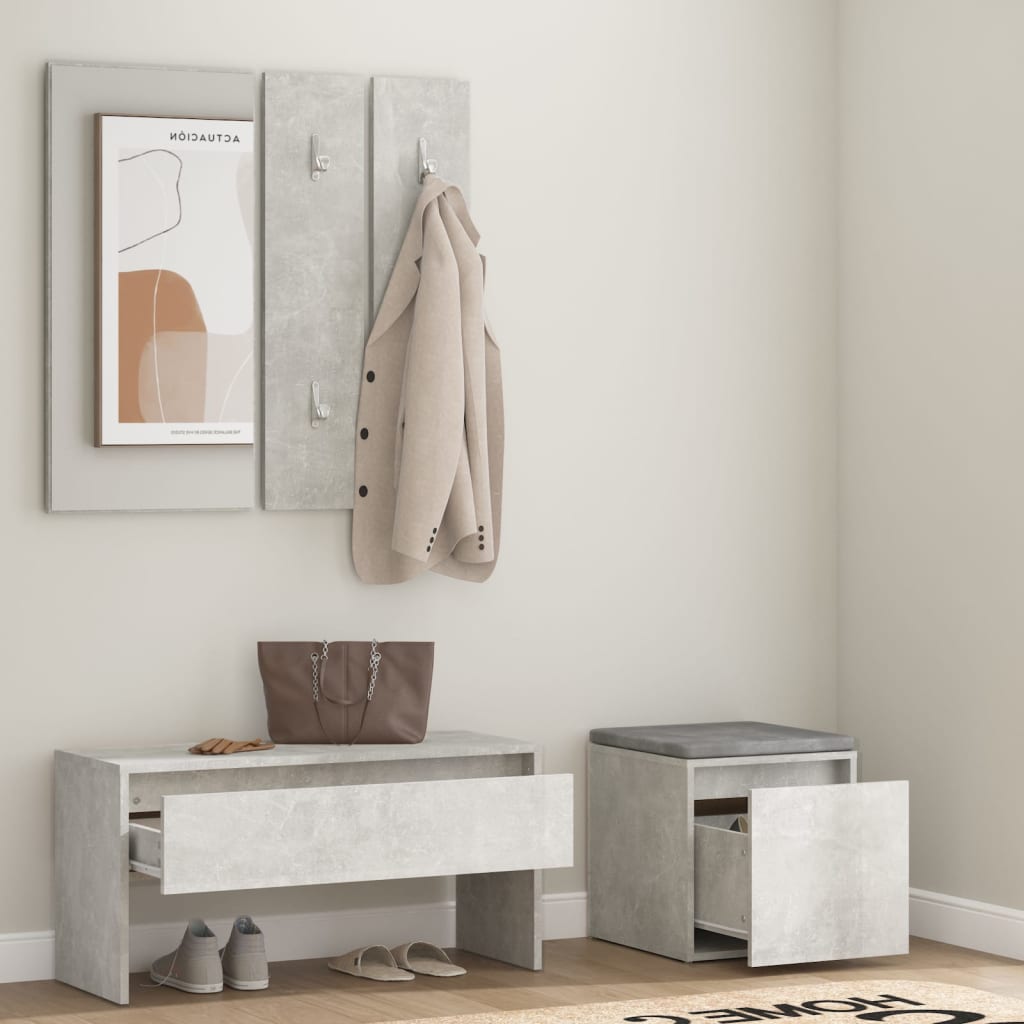 Hallway furniture set, concrete gray, engineered wood