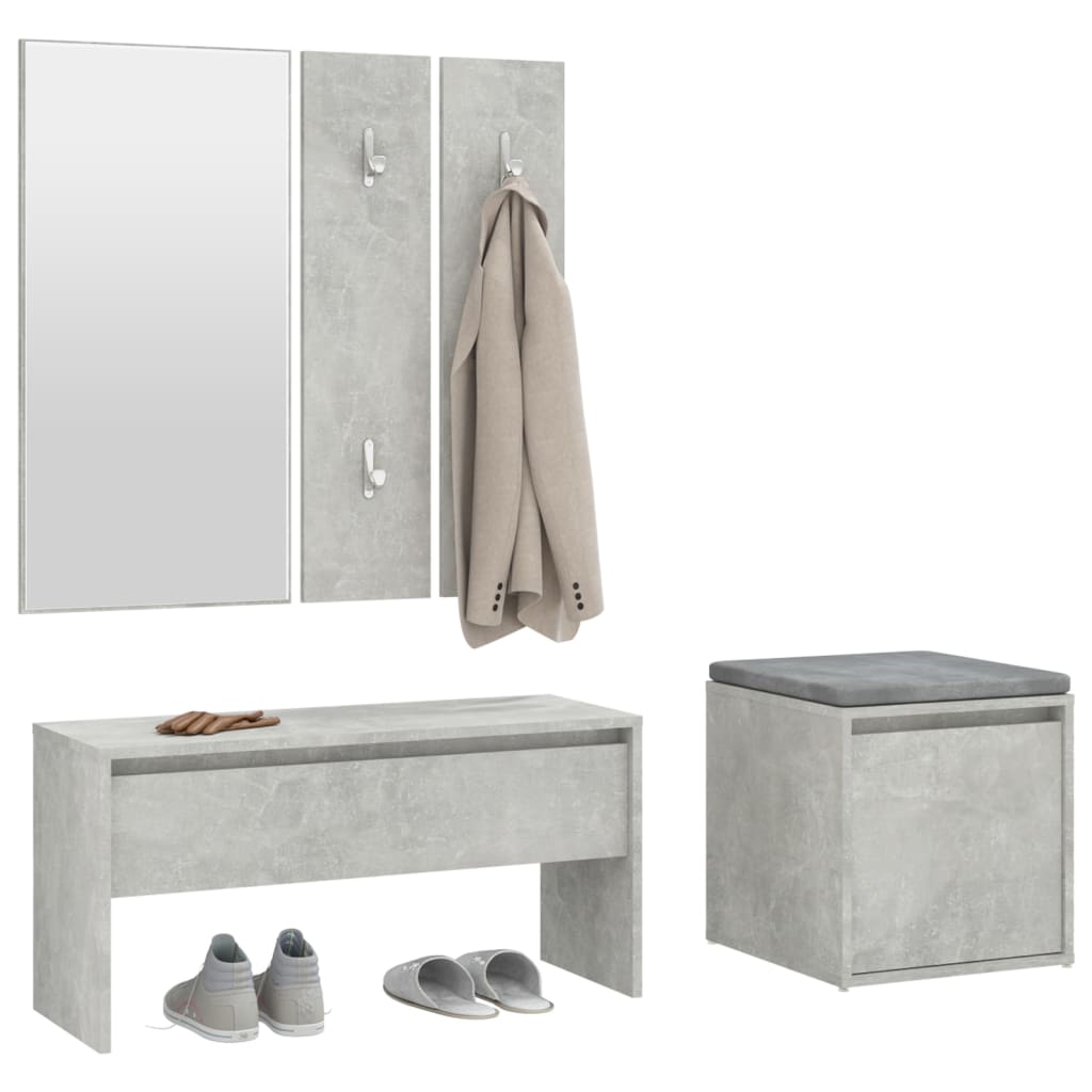 Hallway furniture set, concrete gray, engineered wood