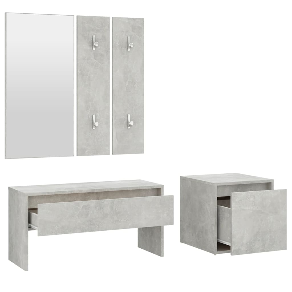 Hallway furniture set, concrete gray, engineered wood