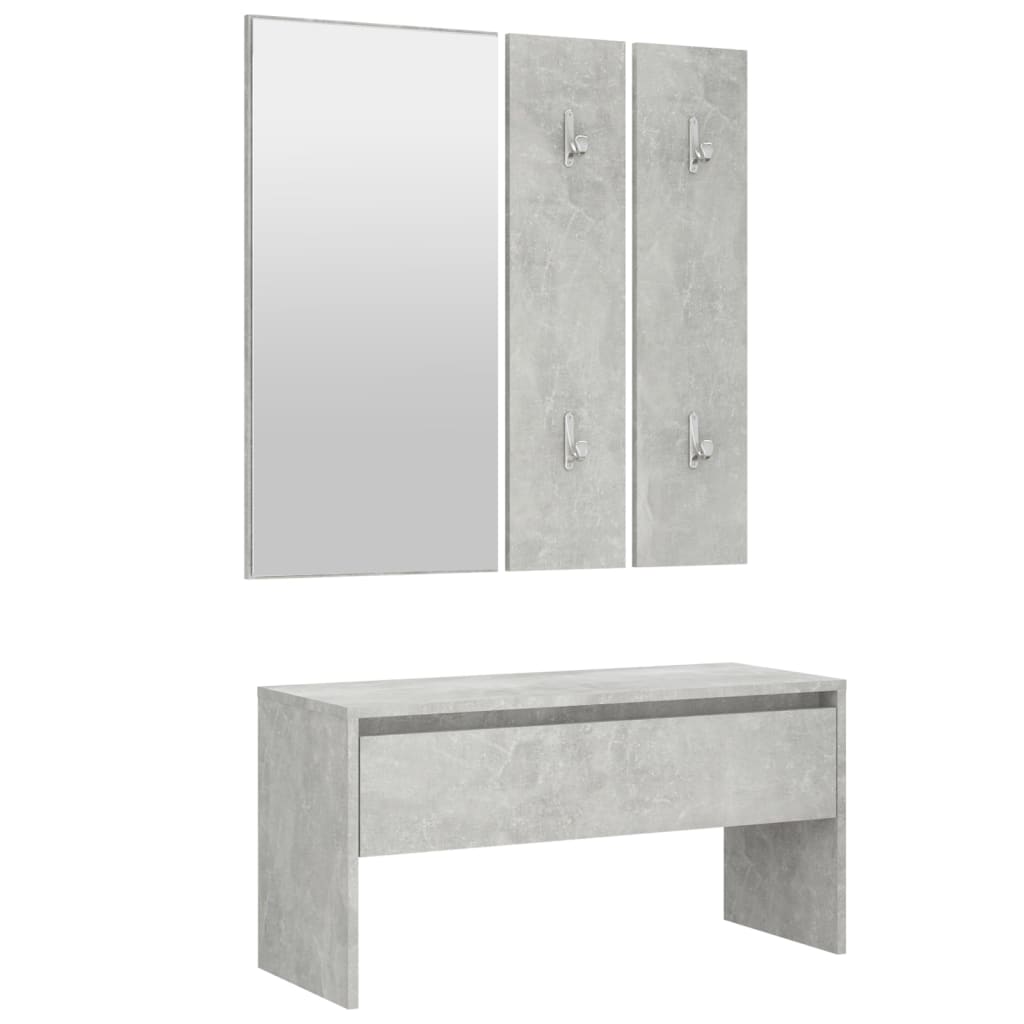 Hallway furniture set, concrete gray, engineered wood