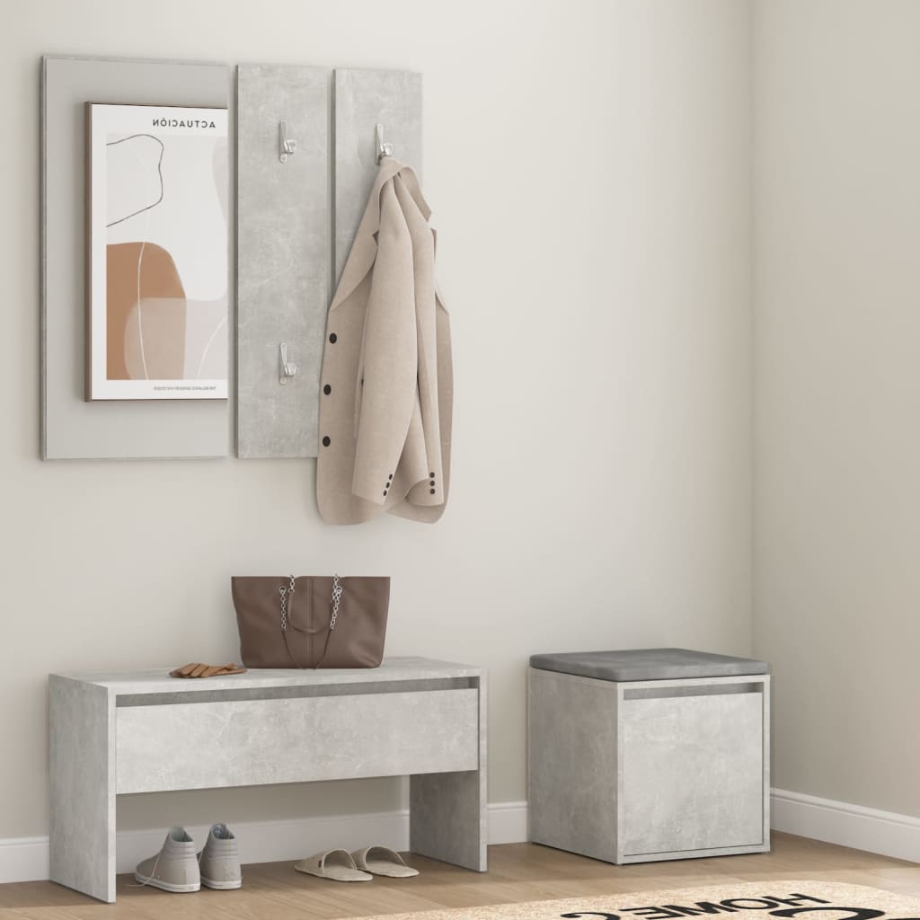 Hallway furniture set, concrete gray, engineered wood