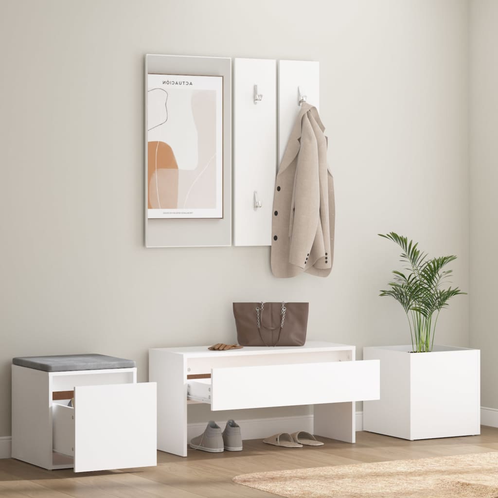 Hallway furniture set, white, engineered wood