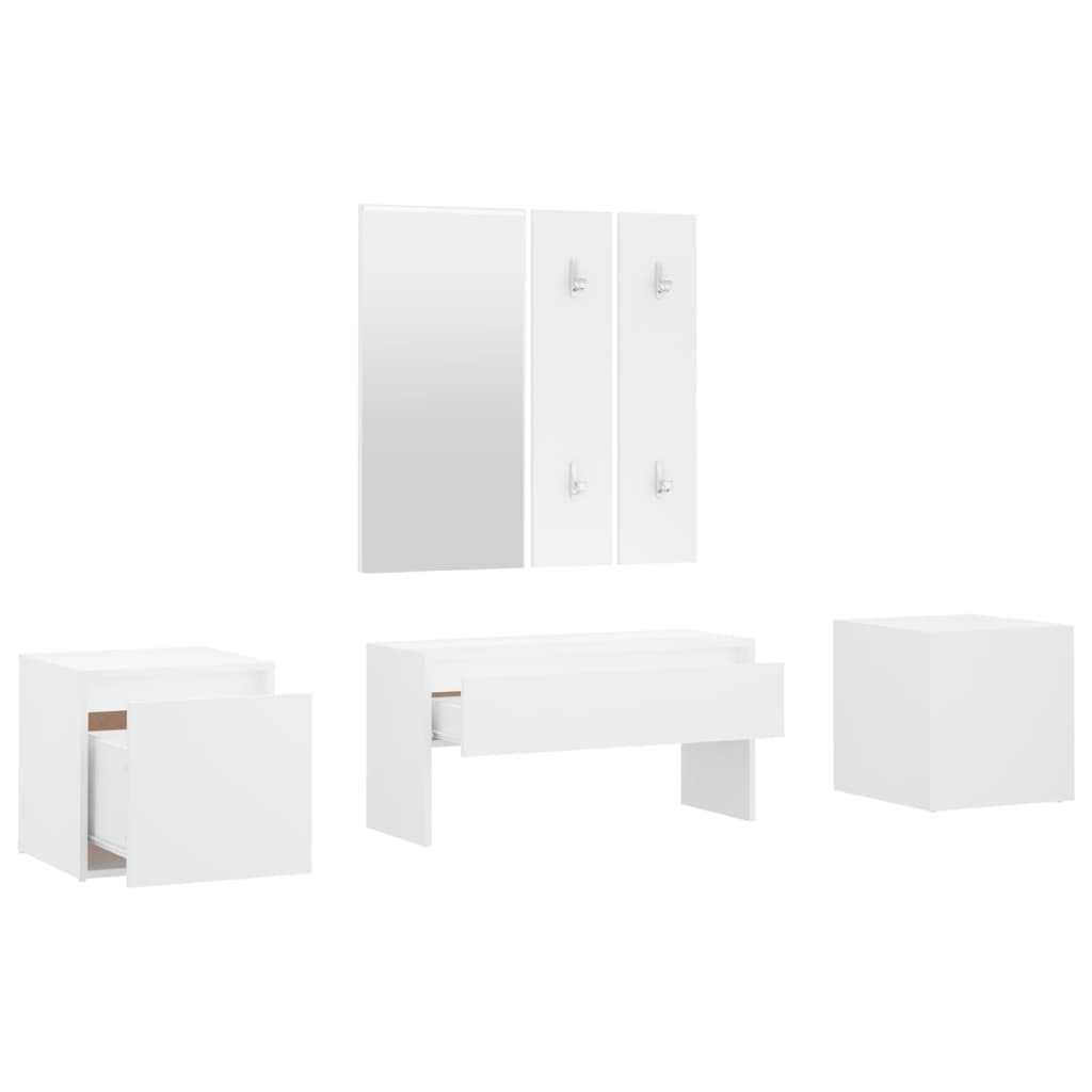 Hallway furniture set, white, engineered wood