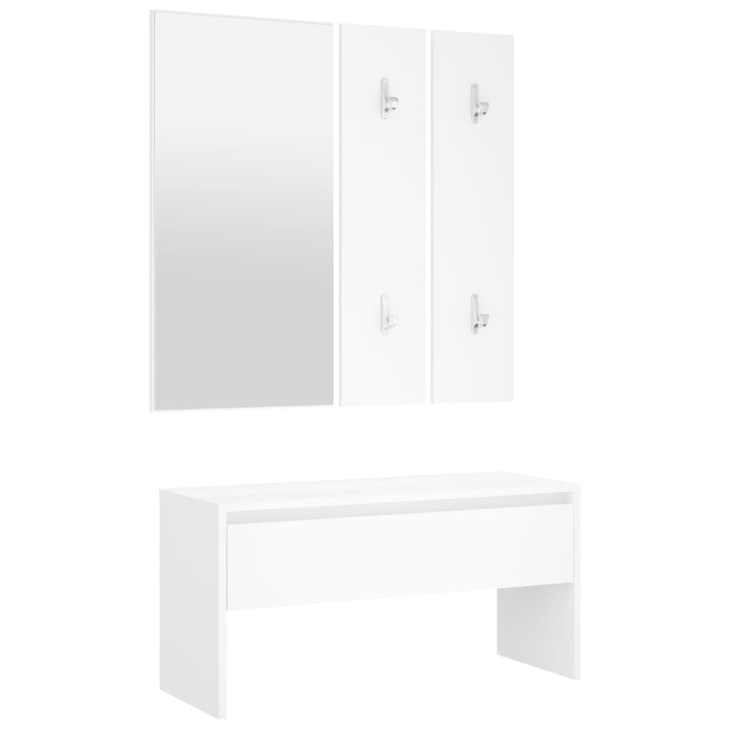 Hallway furniture set, white, engineered wood