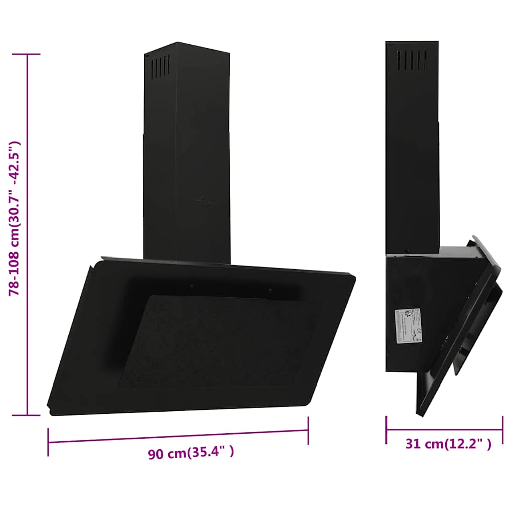 Sieninis gartraukis, juodas, 90cm, plienas ir grūdintas stiklas
