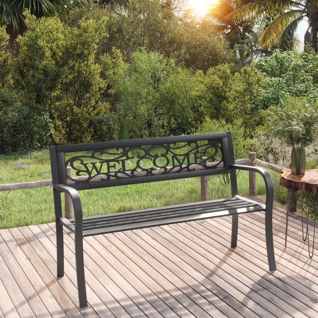 Garden bench, black, 125cm, steel