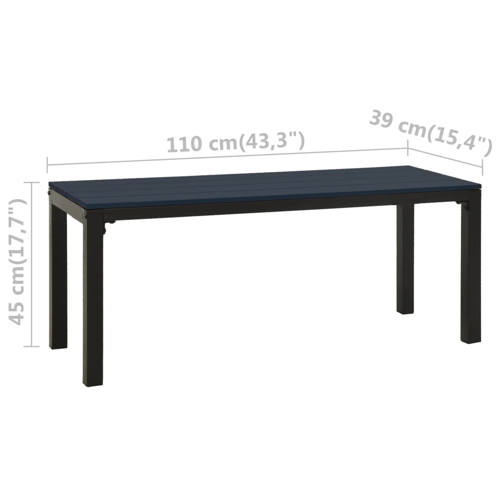 Sodo suoliukas, juodos spalvos, 110cm, plienas ir WPC