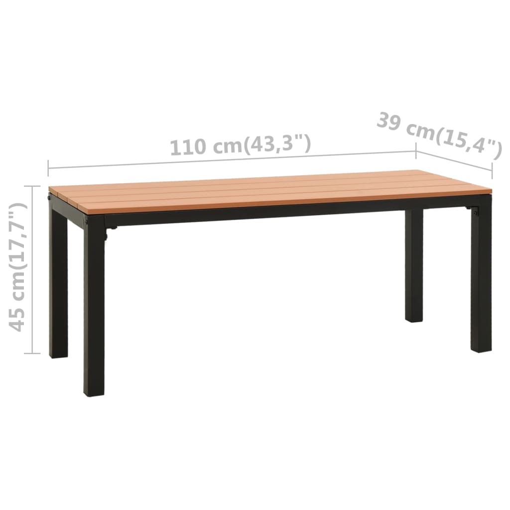 Sodo suoliukas, rudos/juodos spalvos, 110cm, plienas ir WPC