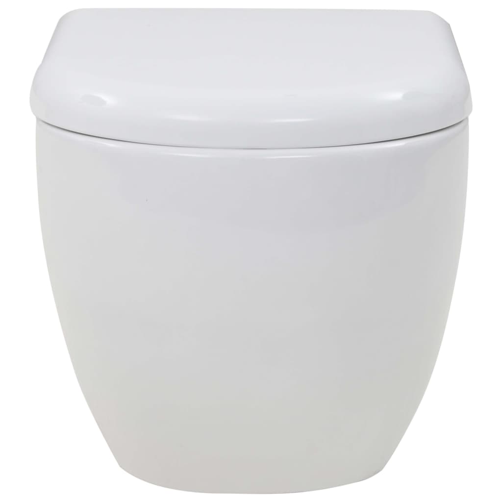Wall-hung toilet with concealed high cistern, ceramic