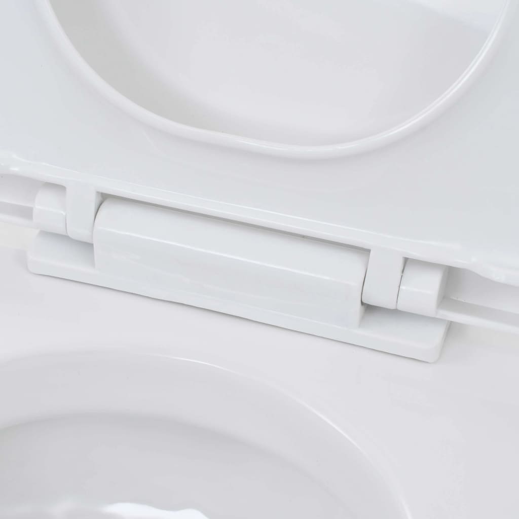 Wall-hung toilet with concealed high cistern, ceramic