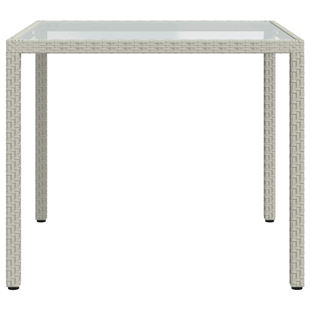 Sodo stalas, baltas, 90x90x75cm, grūdintas stiklas/poliratanas