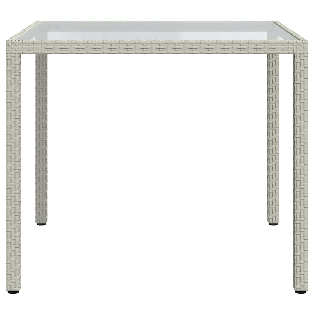 Sodo stalas, baltas, 90x90x75cm, grūdintas stiklas/poliratanas