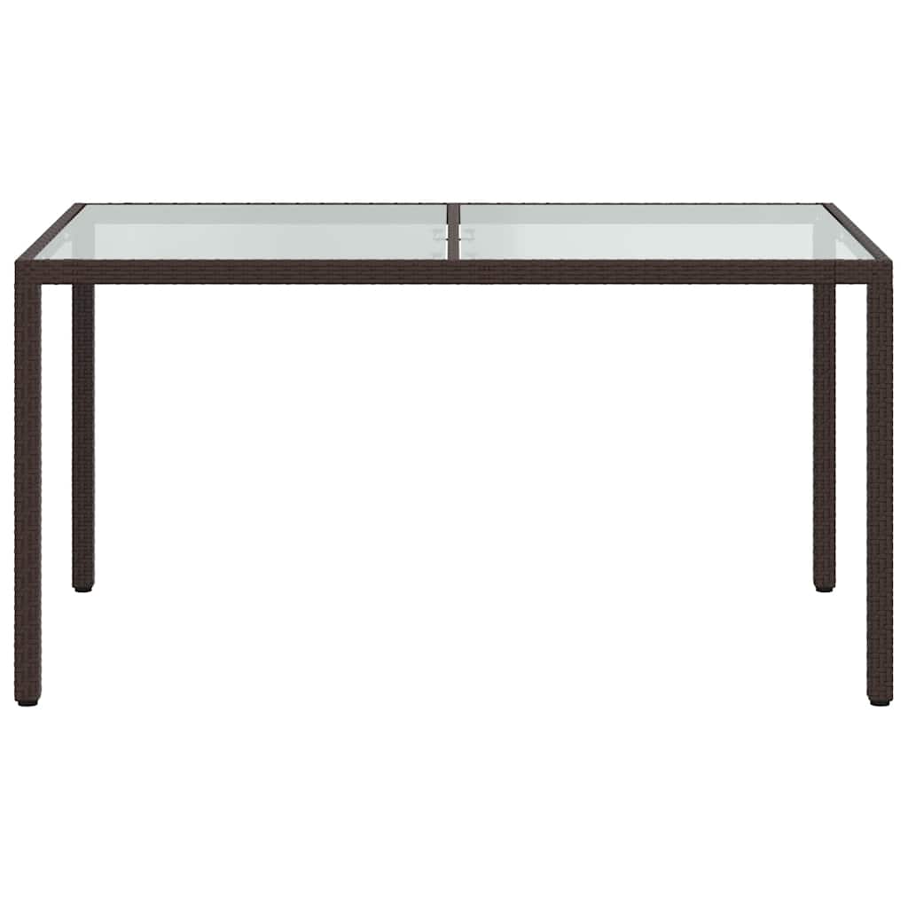 Sodo stalas, rudas, 150x90x75cm, grūdintas stiklas/poliratanas