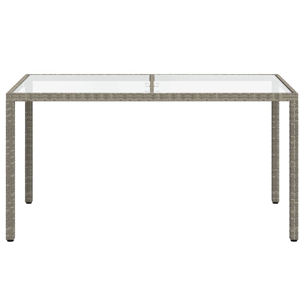 Sodo stalas, pilkas, 150x90x75cm, grūdintas stiklas/poliratanas