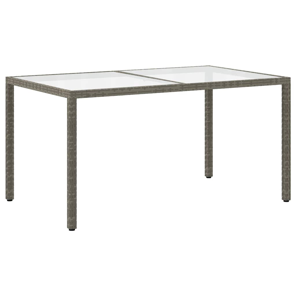 Sodo stalas, pilkas, 150x90x75cm, grūdintas stiklas/poliratanas