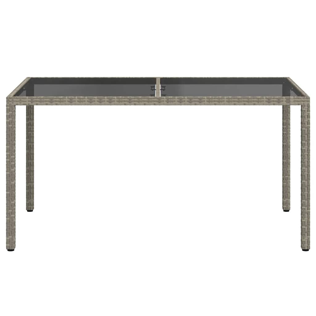 Sodo stalas, pilkas, 150x90x75cm, grūdintas stiklas/poliratanas