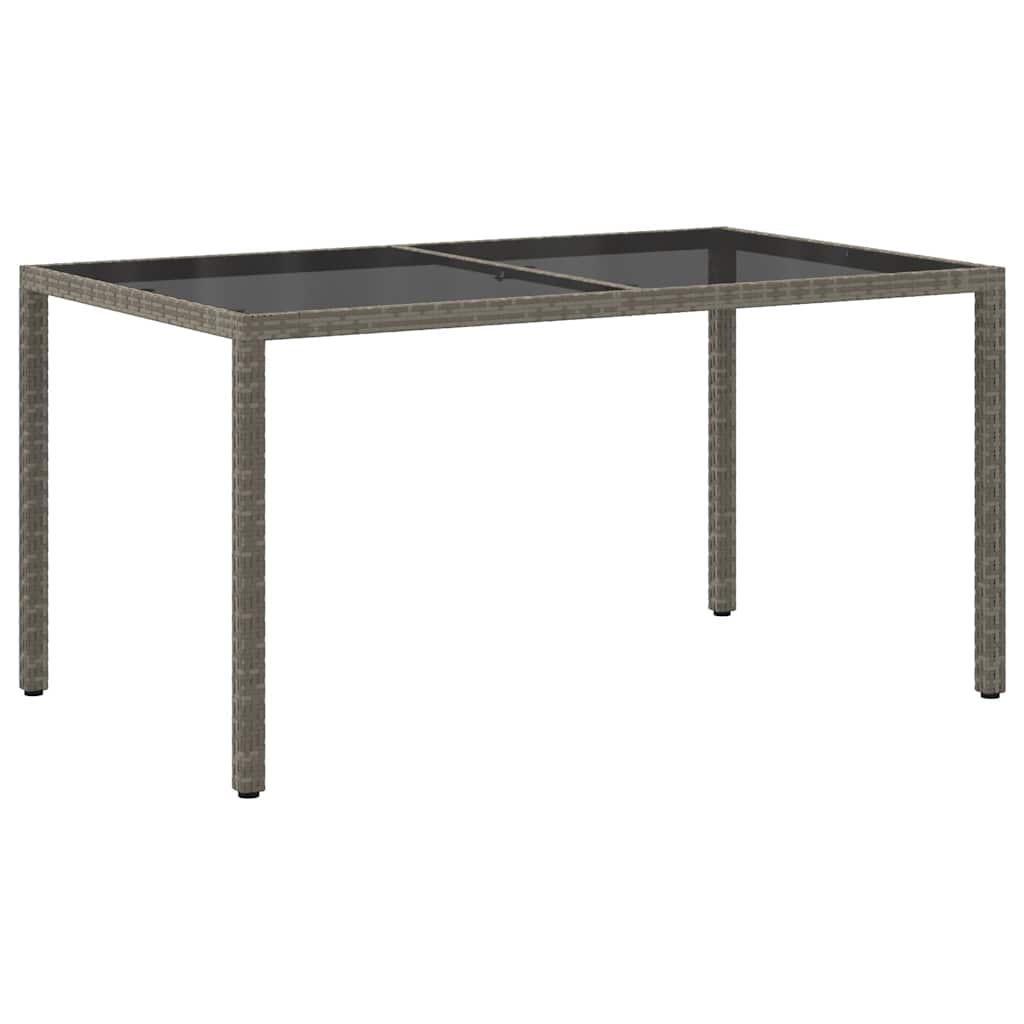 Sodo stalas, pilkas, 150x90x75cm, grūdintas stiklas/poliratanas