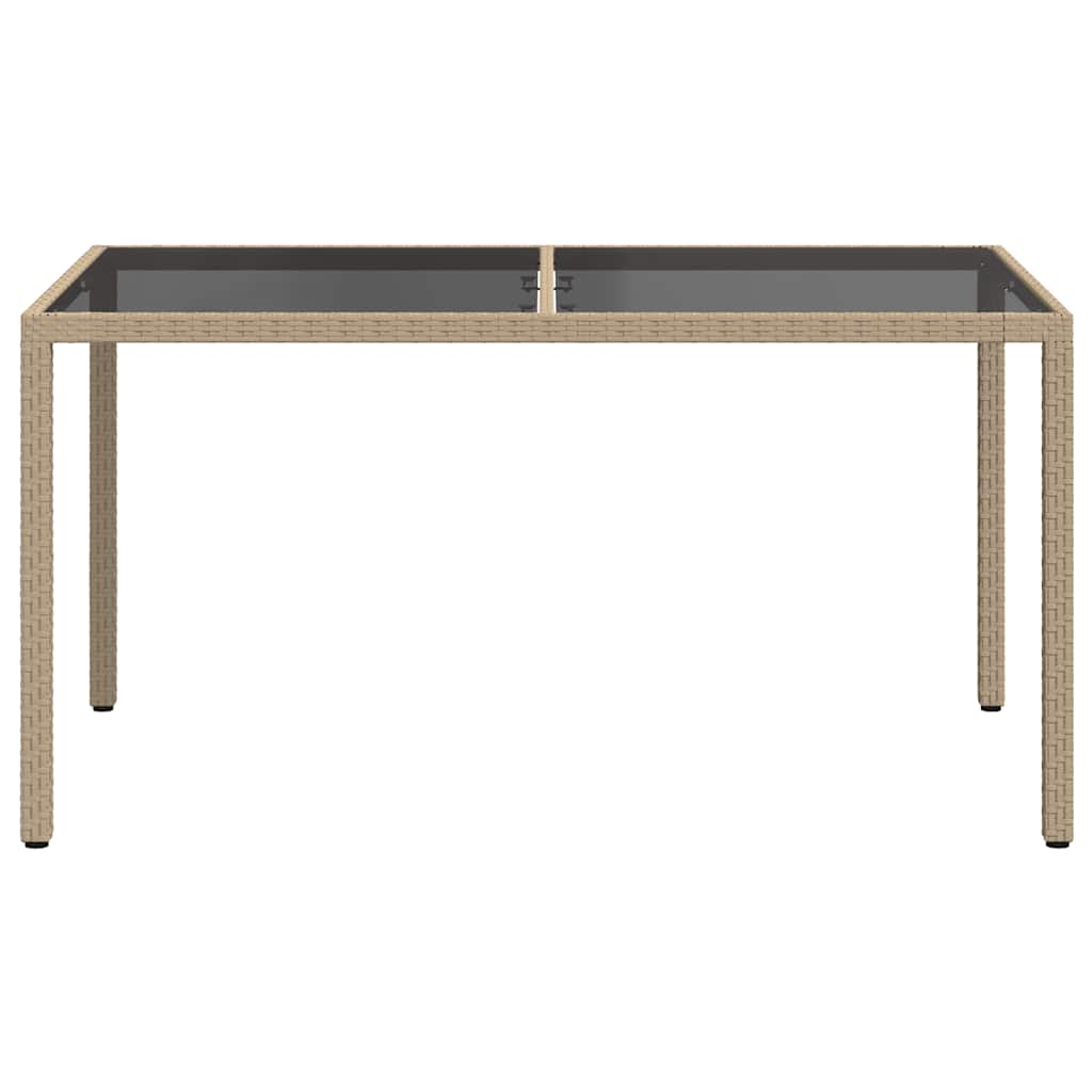 Sodo stalas, smėlio, 150x90x75cm, grūdintas stiklas/poliratanas