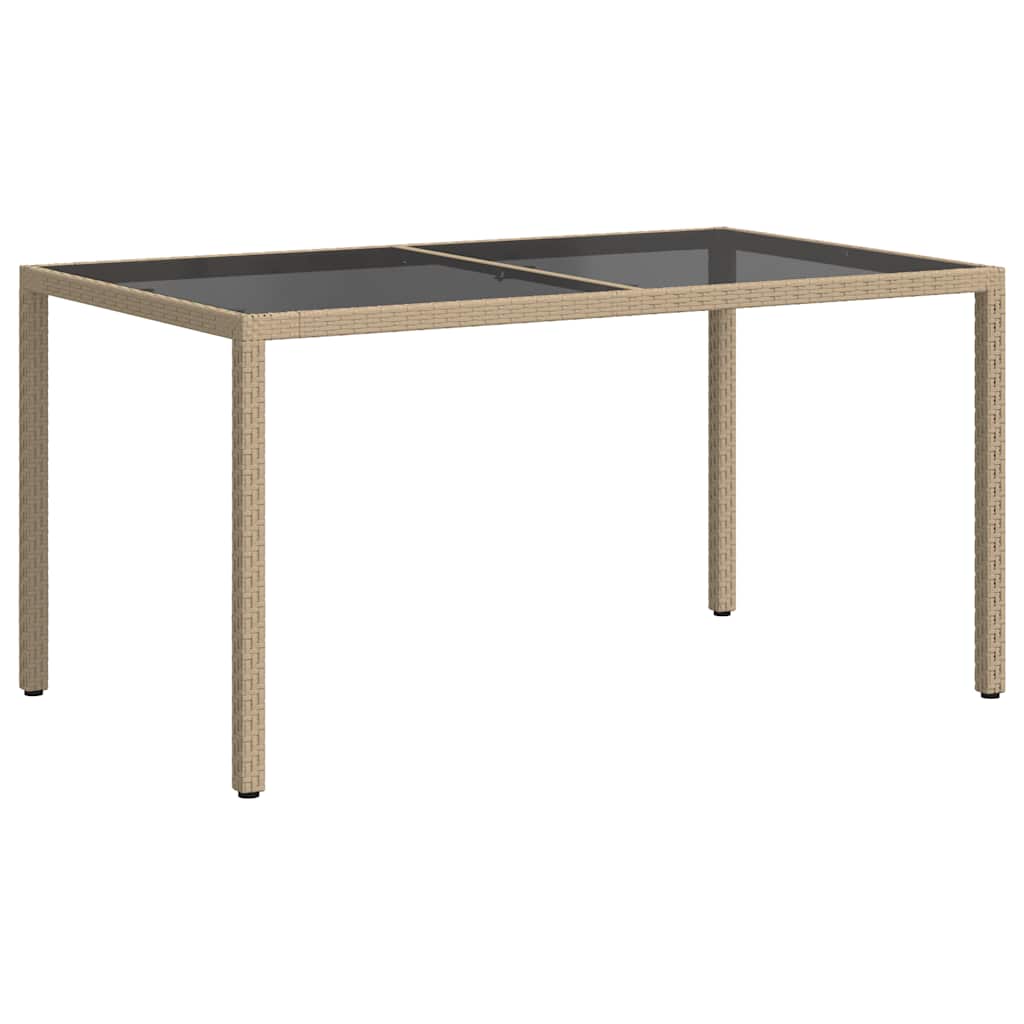 Sodo stalas, smėlio, 150x90x75cm, grūdintas stiklas/poliratanas