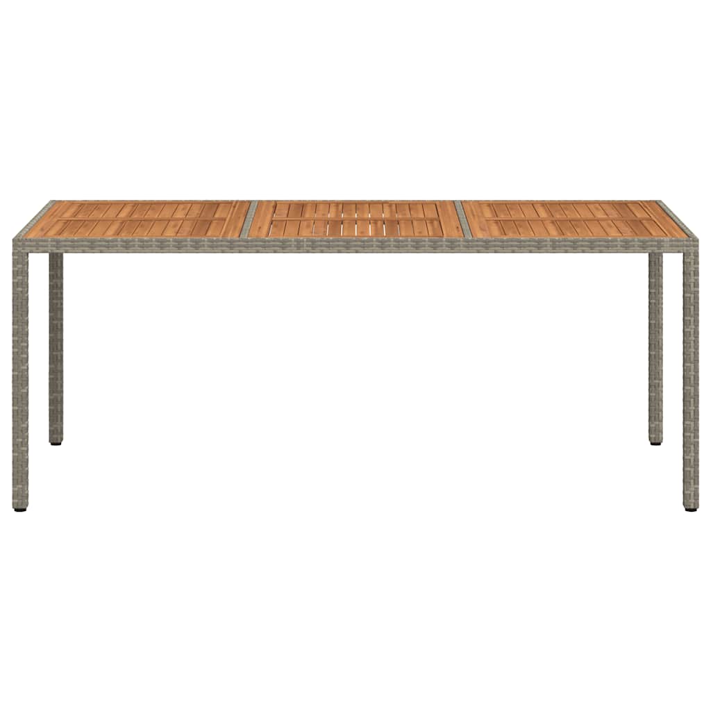 Sodo stalas, pilkas, 190x90x75cm, poliratanas ir akacija