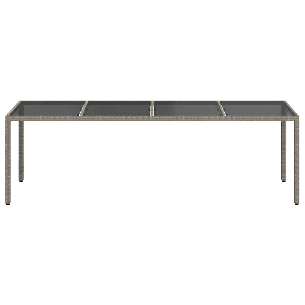 Sodo stalas, pilkas, 250x100x75cm, stiklas ir poliratanas