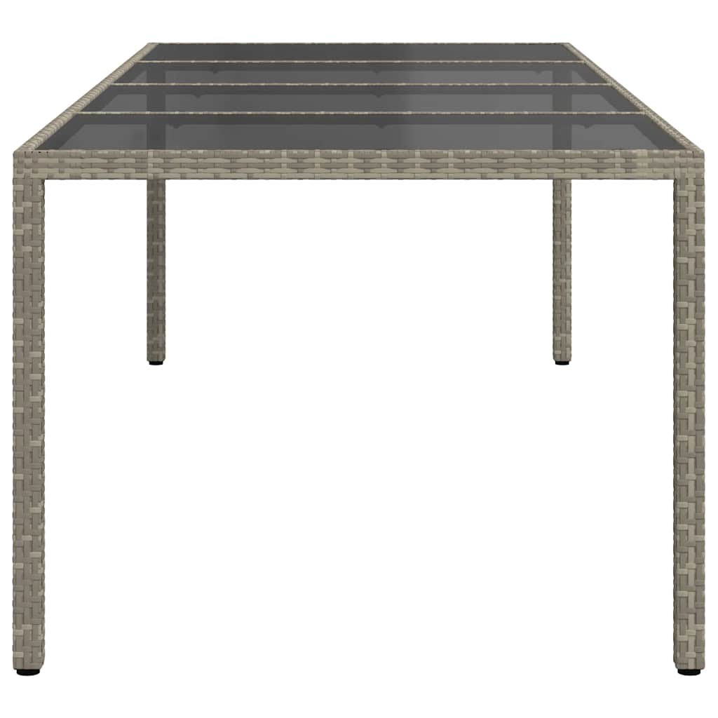 Sodo stalas, pilkas, 250x100x75cm, stiklas ir poliratanas
