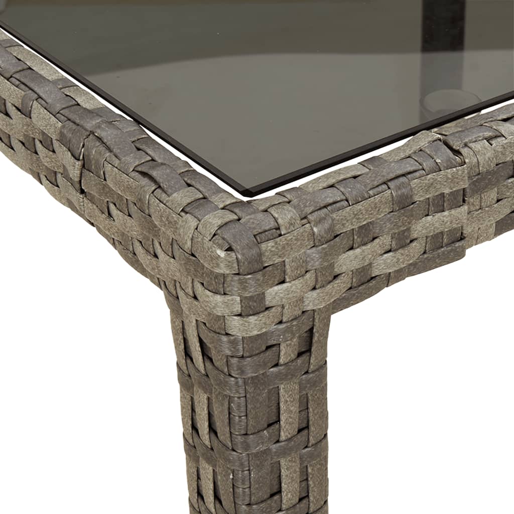 Sodo stalas, pilkas, 250x100x75cm, stiklas ir poliratanas