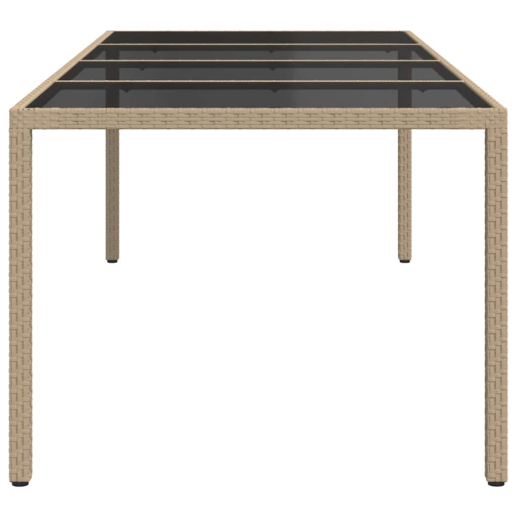 Sodo stalas, smėlio spalvos, 250x100x75cm, stiklas/poliratanas