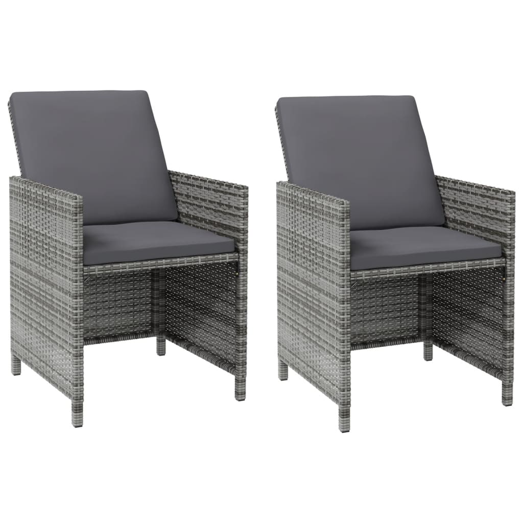 4-Piece Rattan Chair and Stool Set, Grey