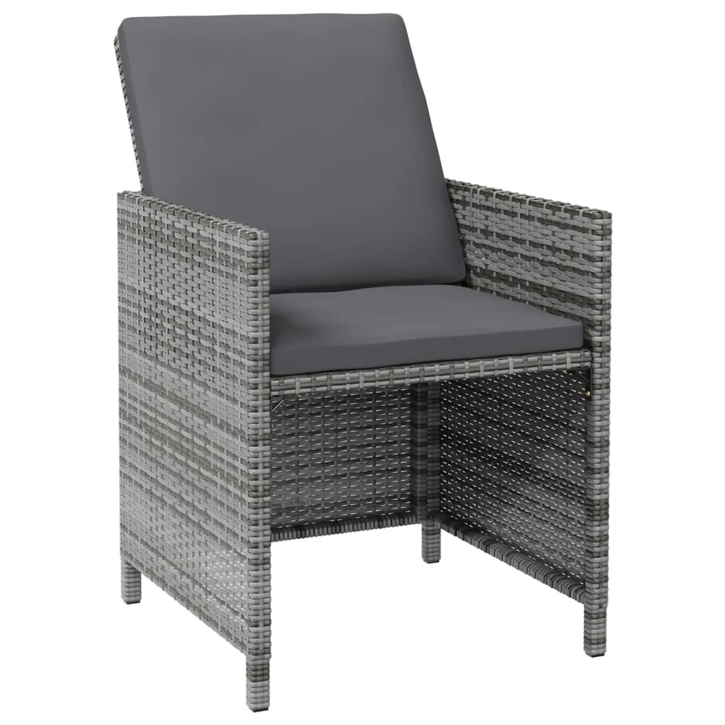 4-Piece Rattan Chair and Stool Set, Grey