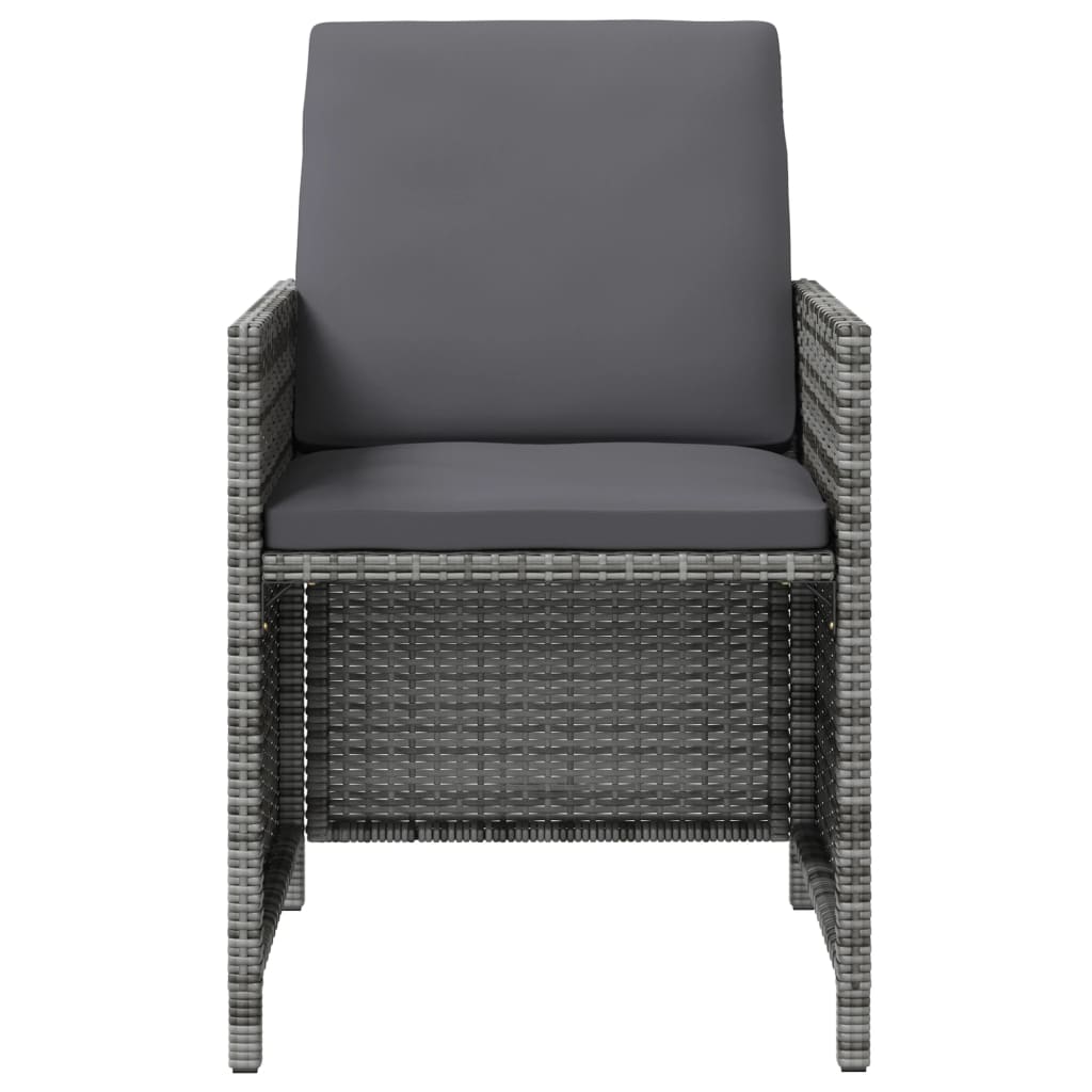 4-Piece Rattan Chair and Stool Set, Grey