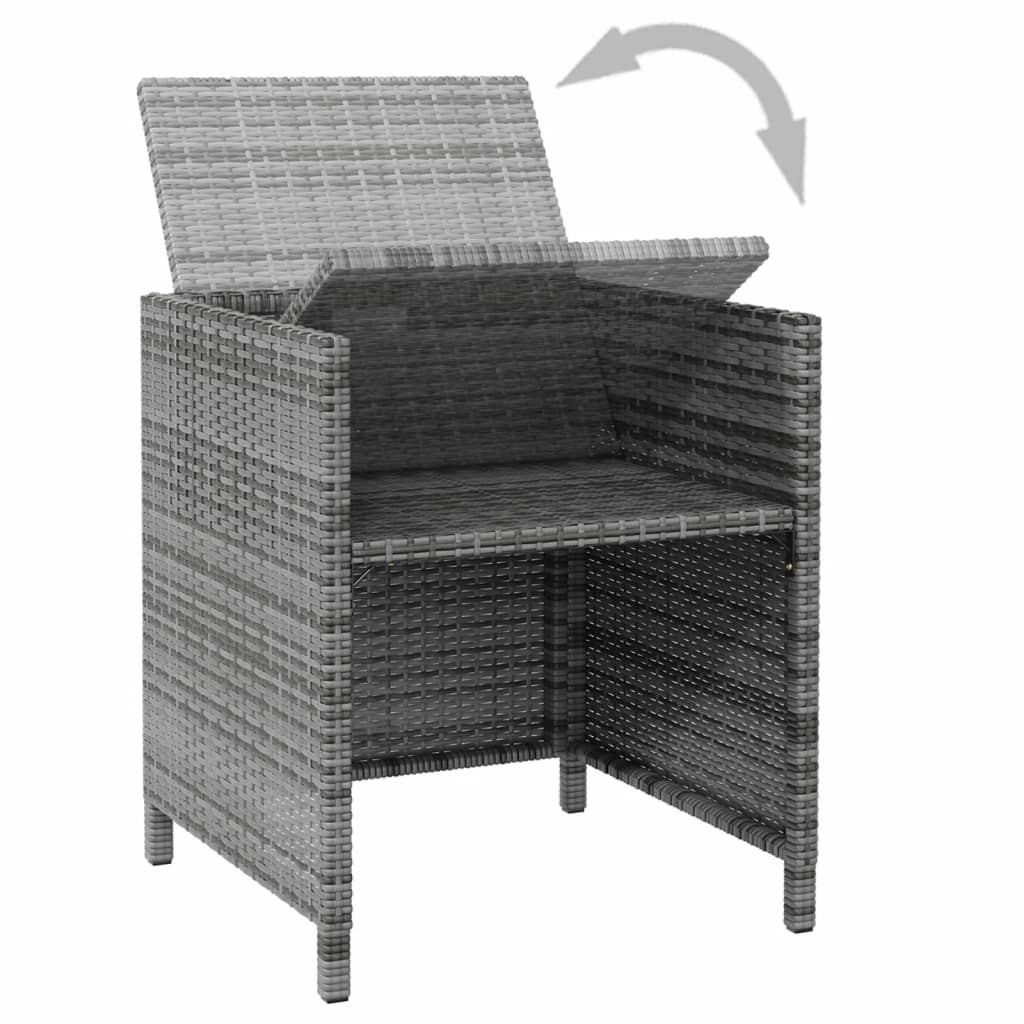 4-Piece Rattan Chair and Stool Set, Grey