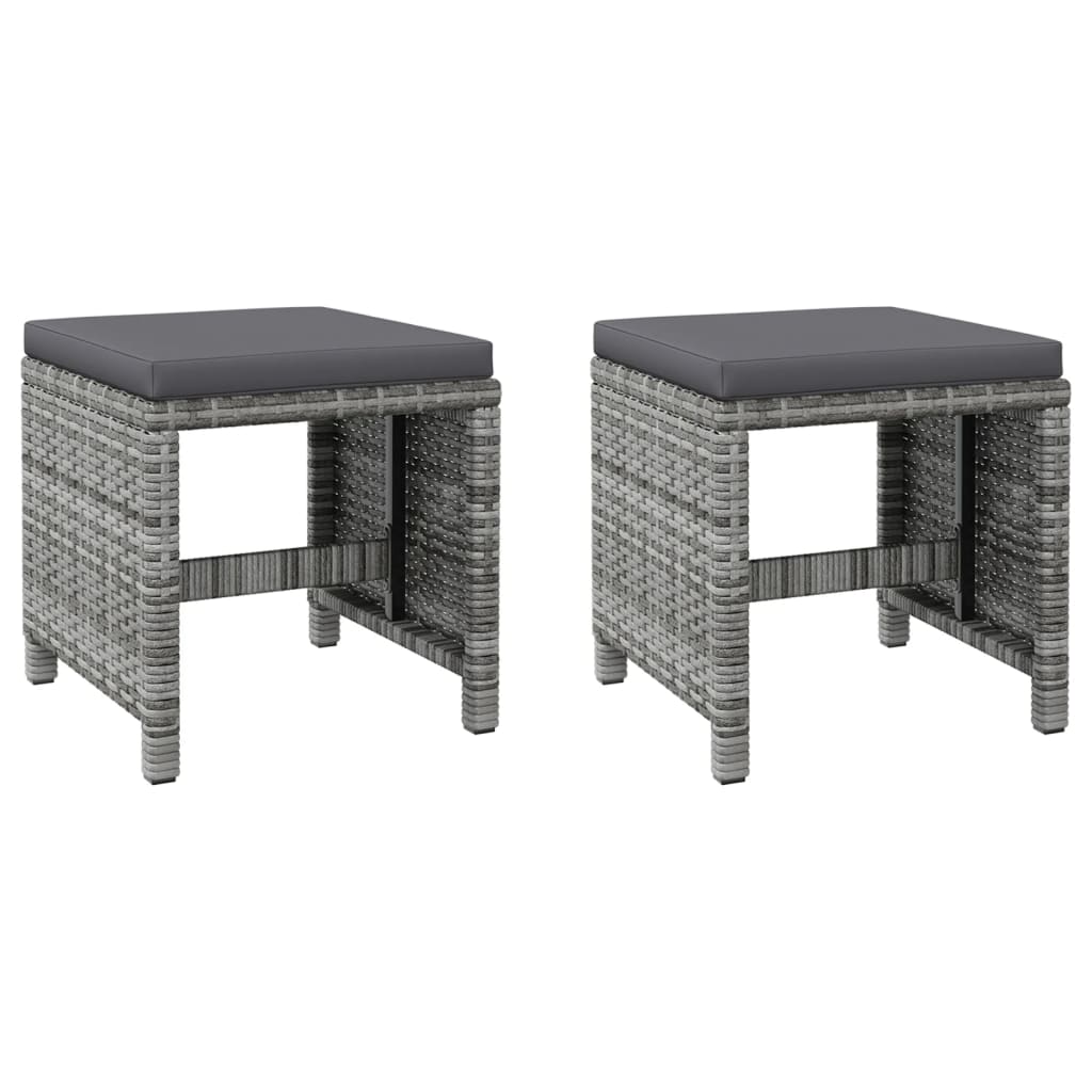 4-Piece Rattan Chair and Stool Set, Grey